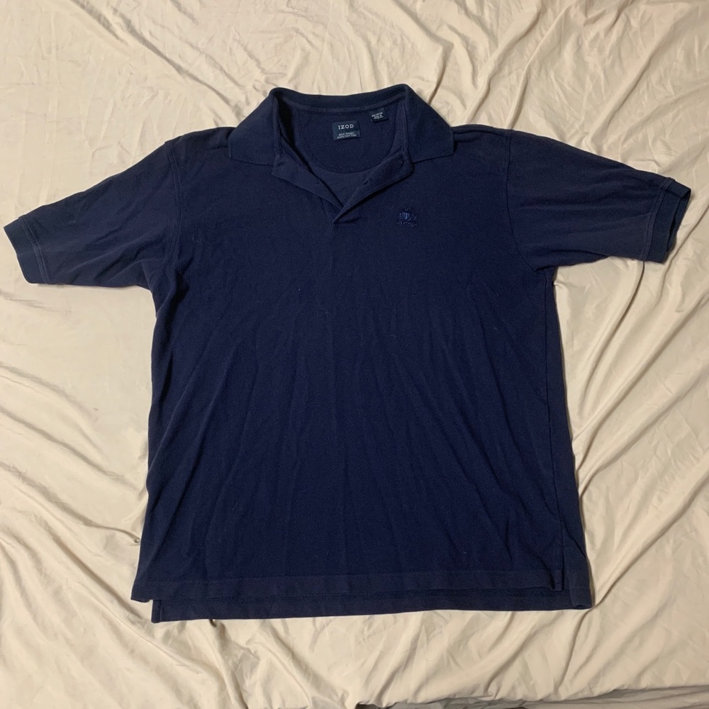 Izod Silk Wash Polo Shirt Men's XL Blue￼ Short Sleeve 100% Cotton